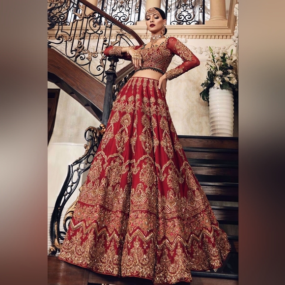 Aisha Imran Dresses & Skirts - Uroos E Khaas By Aisha Imran -Red and Gold Bridal Lehenga- Pakistani & Indian